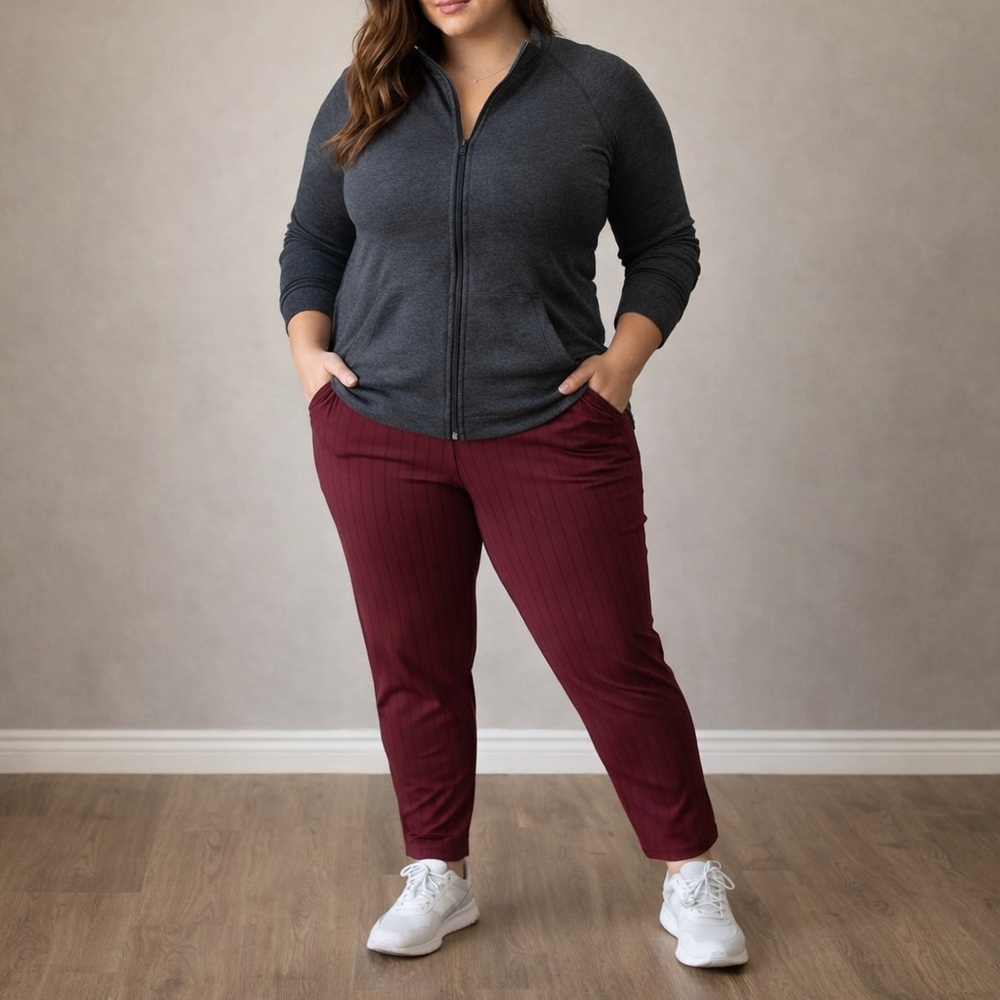 HALARA Burgundy Pinstriped Athletic Pants
